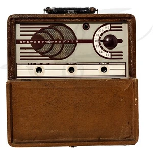 Vtg Rare 1940's Stewart Warner Tube Radio Folding Box Suitcase Portable Handle - Picture 1 of 5