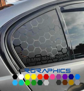 Rear quarter window vinyl decals for E90 / 3 Series : Honeycomb V1 : Set of 2 - Picture 1 of 4