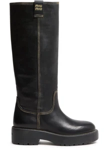 MIU MIU Black Leather Boots New & Authentic - Picture 1 of 5