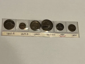 LOTE de 6 monedas extranjeras/mundiales diferentes de la era de 1800 ¡SIN RESERVA! - Imagen 1 de 13