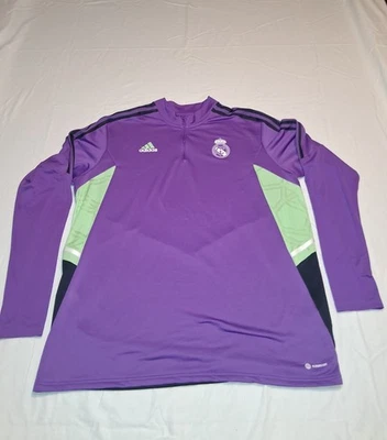 Adidas Men’s Real Madrid 1/4 Zip Long Sleeve Training Top Purple - Size 2XL - Image 1 of 4