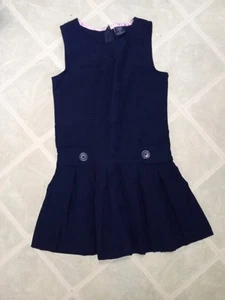 Girls Size 6X School Uniform Navy Blue Pleated Dress US Polo Jumper  - Picture 1 of 7