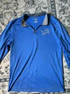 Detroit Lions Majestic ThermaBase 1/4 Zip Pullover - Blue L/G NFL Football  - Picture 1 of 3