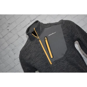  Eddie Bauer Herren Größe Small Fleece Shirt Pullover 1/4 Zip Performance grau  - Bild 1 von 7