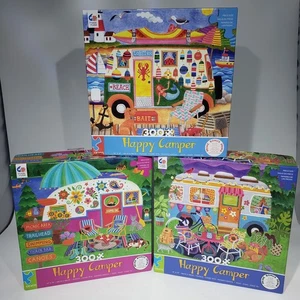 Lot of 3 CEACO Happy Camper 300 Lg Pc Jigsaw Puzzles Lake Ocean Forest Complete - Picture 1 of 24