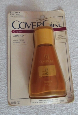 Vintage Covergirl Clean Liquid Foundation Makeup 1 Oz Brunette-9 USA NOS - Image 1 of 3