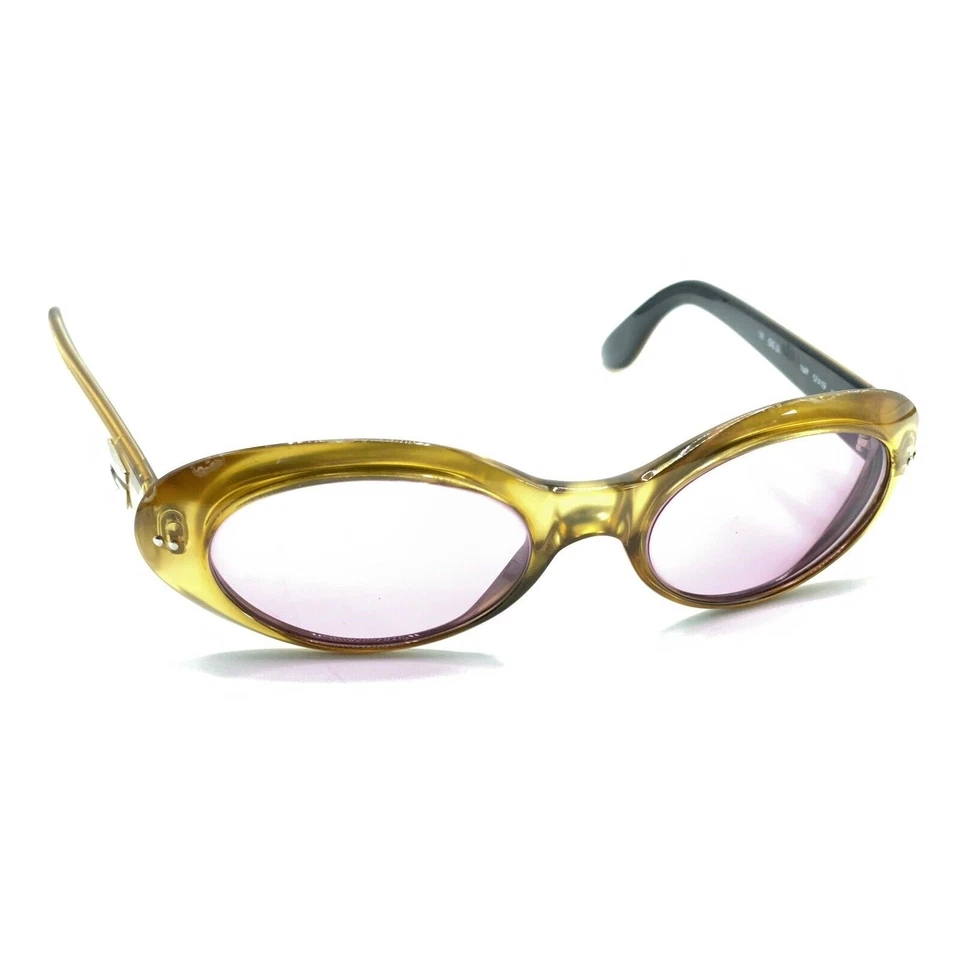 Óculos de sol Gucci GG amarelo translúcido oval lente rosa 52-19 135 Itália feminino - Imagem 1 de 4