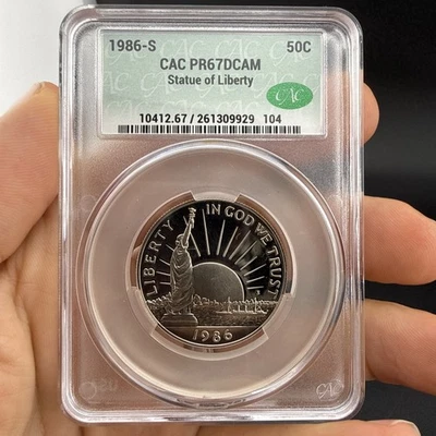 1986-S Statue of Liberty Half Dollar Proof CAC PR67DCAM Commemorative Coin - Image 1 of 2