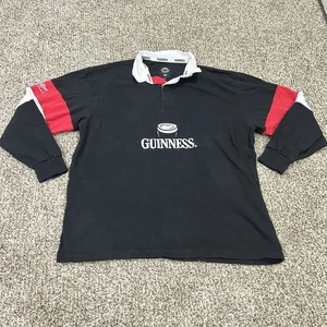Cotton Traders Guiness Beer Rugby Shirt Men’s XL Black Long Sleeve Polo - Picture 1 of 7