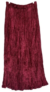 Vintage 90s Carole Little Crushed Red Velvet Maxi Skirt Size L Whimsigoth Vamp - Picture 1 of 9