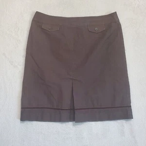 Sigrid Olsen Sport Skirt Women 10 Brown Front Slit Back Zip Knee Length Casual - Picture 1 of 10