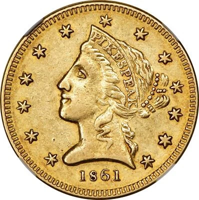 1861 Private Issue | Territorial Gold CLARK, GRUBER & CO. $5, Rarity-5, NGC A... - Image 1 of 4