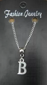 Alphabet Letter B Pendant Necklace 18" or 24 Inch Chain Name Initial Charm - Picture 1 of 5