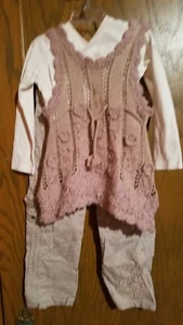 Pampolina Girl's 2Pc Set Sweater Vest & Embroidery pants Size 4T/4 - Picture 1 of 3
