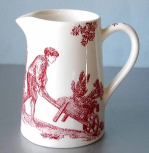 Gien Four Seasons Creamer Small Jug Pink Red Toile-de-Jouy Motif New in Box - Picture 1 of 6
