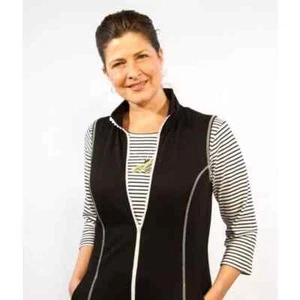 NWT Quacker Factory Rhinestone/Stud Black Zip Sleeveless Vest Size Medium QVC - Picture 1 of 4
