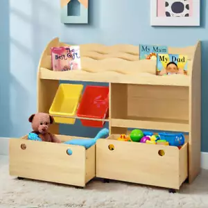 Keezi 3 Tiers Kids Bookshelf Storage Children - Picture 1 of 7