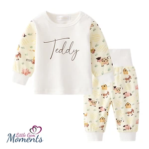 Personalised On The Farm Lounge Set. Kids Loungewear. Farm Animal Outfit/Pyjamas - Picture 1 of 11