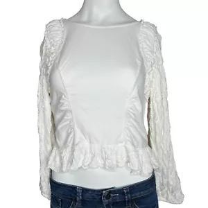 Free People Oliva Top Optic White Sz L NWT - Picture 1 of 12