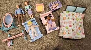 Vintage Fisher Price Loving Family Dollhouse Dolls, Furnitre, Ballet Bar, More - Picture 1 of 9