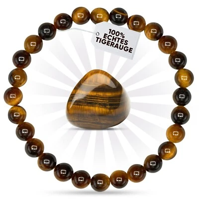 Edelstein Armband aus echtem Naturstein: Tigerauge | 6mm Kugelarmband - Bild 1 von 4