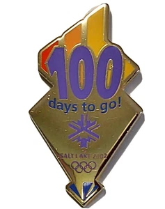 2002 Salt Lake City SLC Olympics 100 Days To Go silberfarbene Hutanstecknadel - Bild 1 von 1