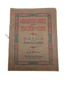 1913 Piano Sheet Music Miniature Piano Duets for Teacher Pupil Jessie L Gaynor - Picture 1 of 10