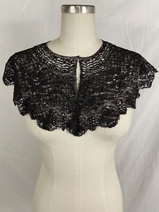 Vintage 1930’s Floral Lace Capelet Collar Dyed Black Romantic Gothic Victorian - Picture 1 of 17