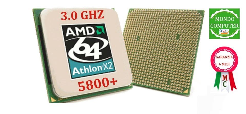 PROCESSORE SOCKET AM2/+   AMD ATHLON DUAL CORE 64 X 2  5800+   _ 3,0 GHZ - Immagine 1 di 1