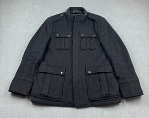 Hugo Boss Coat Jacket Men 38R Black Wool Cashmere Blazer Pockets Zip Snap Button - Picture 1 of 22