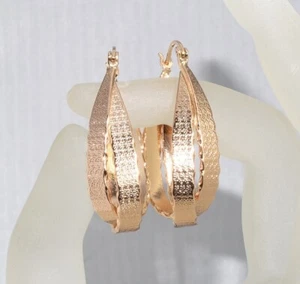 9K Gold Filled 9 x 39mm Oval Hoop Earring Birthday Xmas Valentine Gift E/9740b - Picture 1 of 5
