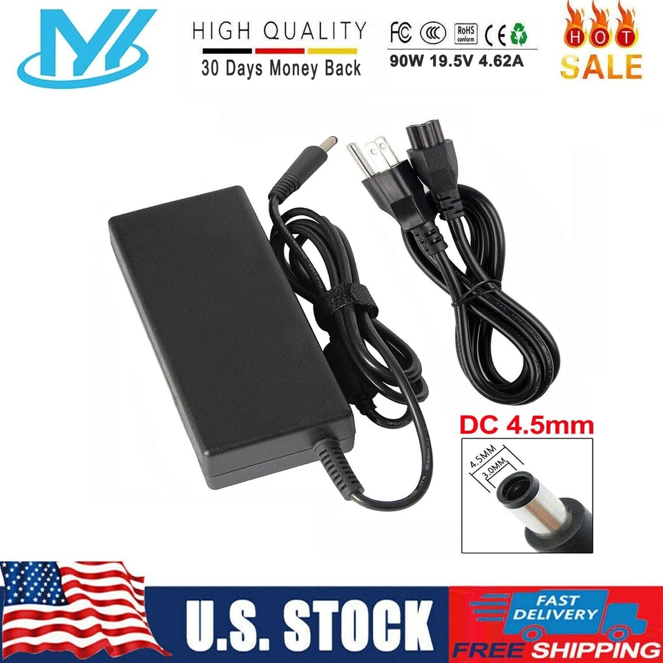 ✅Para Dell Vostro 14 15 19.5V 4.62A 90W Adaptador de CA Cargador Fuente de Alimentación con Cable Foto 1 de 4