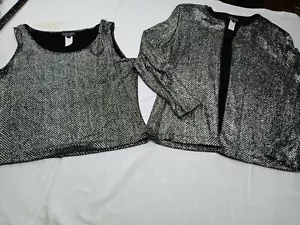 XSCAPE BY JOANNA CHEN DAMEN SCHWARZ UND SILBER BLAU FARBE BLAZER MIT SHELL GRÖSSE L. - Bild 1 von 9