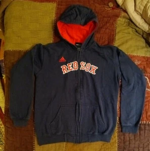 Boston Red Sox ADIDAS Blue EMBROIDED YOUTH HOODIE HOODY LARGE LG 14/16 - Picture 1 of 6