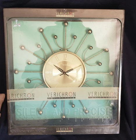 Verichron Brass Flower Starburst Clock New In Box KIRCH Cover