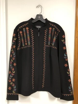 Dennis Basso Women's Floral Blazer Color Black Size US 18W - Image 1 of 4
