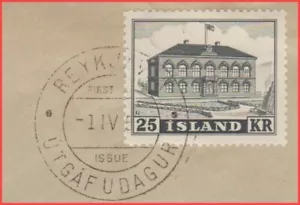 1952 ICELAND 25kr Parliament (273) FDC, VF, Facit $145.00 FIRST DAY COVER - FDC - Picture 1 of 2