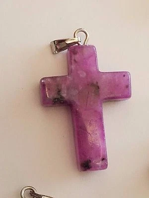 Colgante Cruz Piedras Preciosas, con Lazo Latón Chapado en Plata, 25x17x4mm, Agujero: 2mm Foto 1 de 4