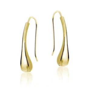Gold Tone over Sterling Silver Teardrop Polished Hook Earrings - Picture 1 of 4