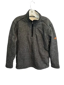 ORVIS Mens Sweater Jacket BRIGHTON Black 1/4 Zip Sherpa Lined Pullover Sz Medium - Picture 1 of 5