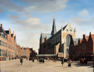 The Great Market in Haarlem Gerrit Berckheyde Cityscape Street Painting Art XL - Picture 1 of 1