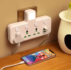 UK EU US Plug Wall Socket Universal USB Cherger AC Outlet Power light Adapter - Picture 1 of 7