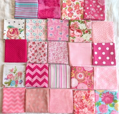 Lot of 24 Fat Quarters PRETTY IN PINK Cotton Fabric All Different by GH2 - Image 1 of 4