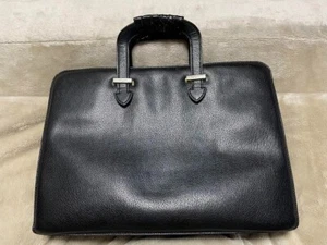 Salvatore Ferragamo Business Bag Hand Bag Shrink Leather color Black USED - Picture 1 of 11