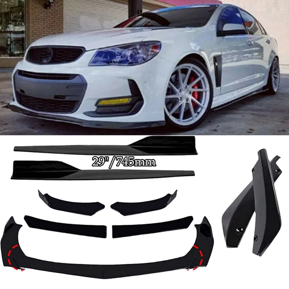 Gloss Black Front Bumper Spoiler+Side Skirt+Rear Lip Body Kit For Chevy - Image 1 of 4