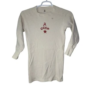 True Vintage CCCP Soviet Union Russia Star Ribbed Shirt Jersey Knit Men's Small - Picture 1 of 8