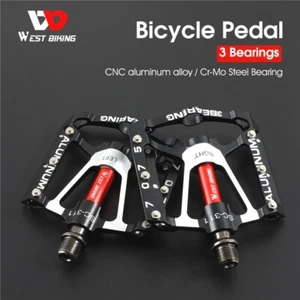 WEST BIKING Bicycle Pedals 3 Sealed Bearing Aluminum MTB Road Bike Pedal 9/16 in - Picture 1 of 42