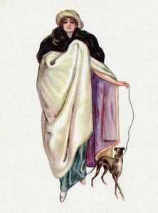 TARJETA NOTA SALUDO PERRO ENCANTADOR GALGO ITALIANO DAMA PASEOS CON PERRO - Imagen 1 de 1