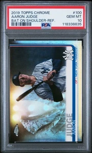 2019 Topps Chrome Aaron Judge Bat On Shoulder rifrattore PSA 10 POP 74 gemma come nuovo - Foto 1 di 2