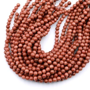 Natural Golden Sandstone Gemstone 6 MM Round Smooth Beads Strand 15.5" - Picture 1 of 4